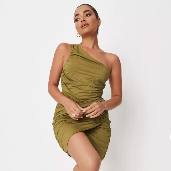 green emerald velvet dress MissGuided Green Velvet Wrap Dress with Thigh High Slit